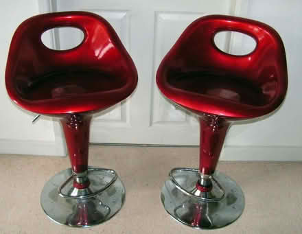 Photo of free Two red/chrome breakfast bar stools (Harmer Hill SY4) #1