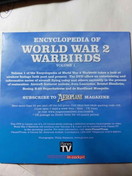 Photo of free DVD about aeroplanes mainly ww2 (Worcester Park KT4) #2