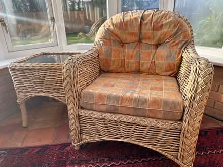 Photo of free 2 conservatory chairs and 2 glass topped tables (Great Shelford CB22) #2