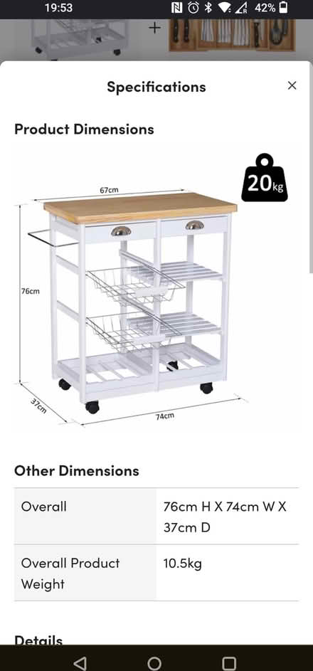 Photo of free Wayfair kitchen trolley (E8 London Fields) #3