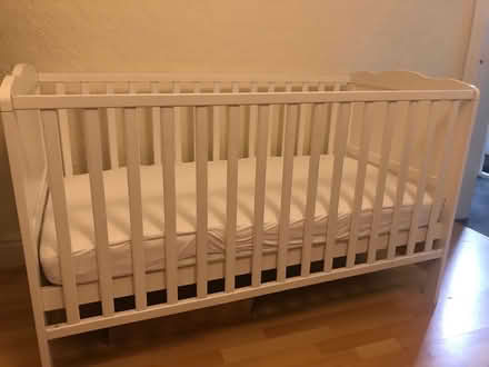 Photo of free Cot bed with mattress and sheets (Levenshulme M19) #1
