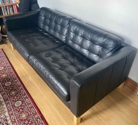 Photo of free Black leather sofa (Walthamstow E17) #2