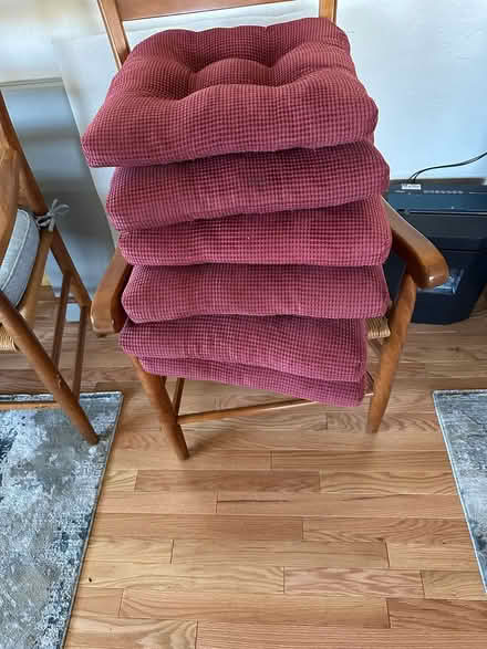 Photo of free 6 red memory foam chair cushions (Hollenbeck and Remington) #1