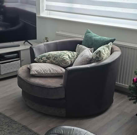 Photo of free Circular cuddle swivel chair (Sg12 (Ware)) #1