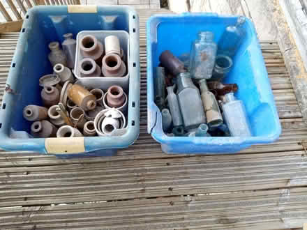 Photo of free Victorian ceramic jars 1 box; Victorian Glass bottles 1 box (Bailbrook) #1