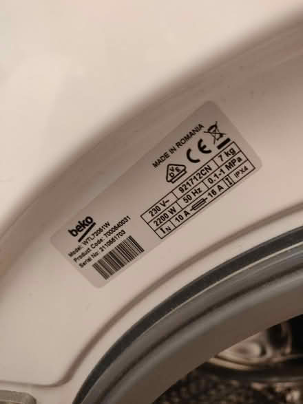 Photo of free Beko Washing Machine WTL72061W (Seven Dials BN1) #1