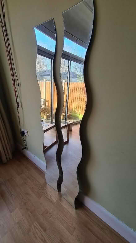 Photo of free Pair of IKEA wavy mirrors (Knotty Ash L14) #1