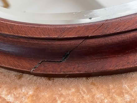 Photo of free Old dark wood round mirror - frame needs glueing. (Sanderstead CR2) #2