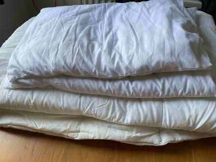 Photo of free Double duvet and two pillows (Whetstone N20) #1