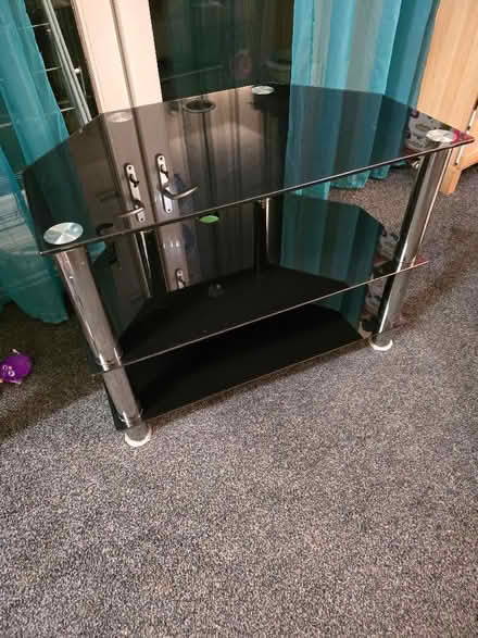 Photo of free Black glass tv stand (Birchfield B20) #1