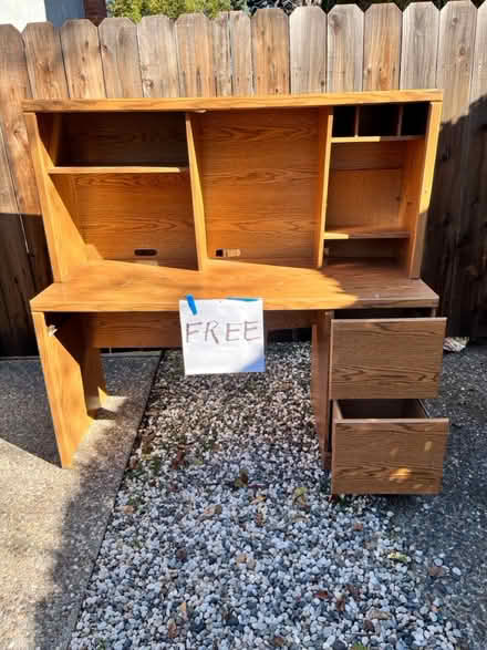 Photo of free 2 piece Desk with 2 draws (1430 Andover. Ct. Fairfield) #1
