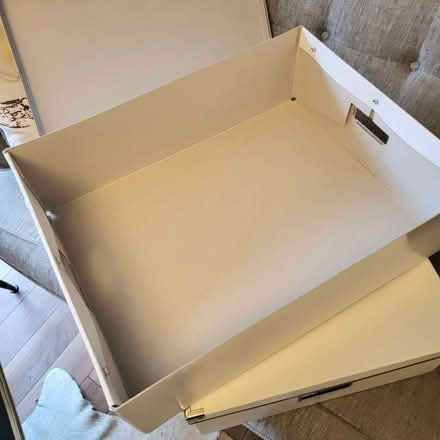 Photo of free 2 under bed storage boxes with lids. (Oaklands nr Welwyn AL6) #1