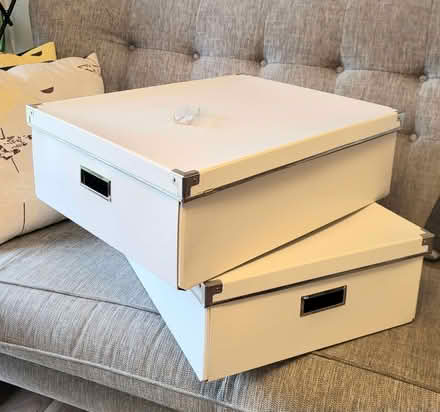 Photo of free 2 under bed storage boxes with lids. (Oaklands nr Welwyn AL6) #2