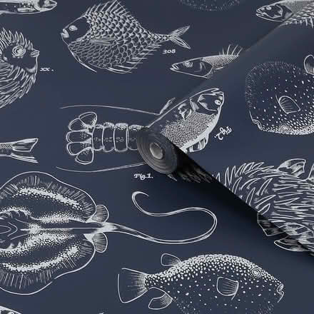 Photo of free Sea life navy wallpaper x 1 roll (Epsom KT17) #1