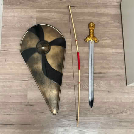 Photo of free Toy shield, sword + longbow (Hampton Hill/Fulwell) #1