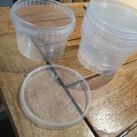 Photo of free 3 new plastic food tubs with lids (PR25 leyland) #1