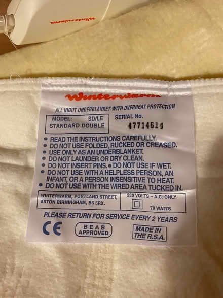 Photo of free Double heated blanket (Maidstone near Mote Park ME15) #3
