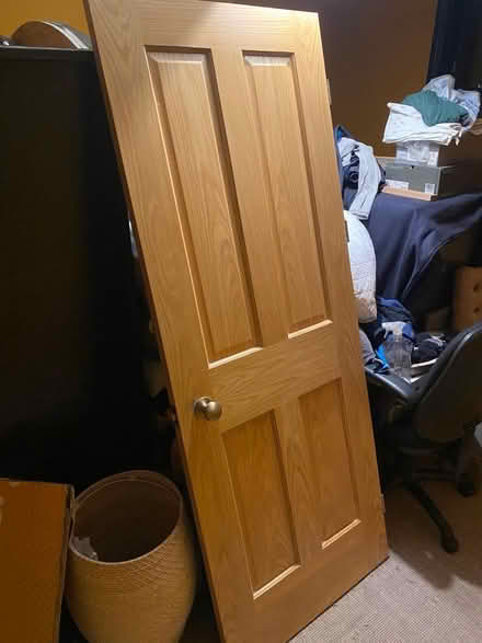Photo of free Wickes oak veneer panel fire door (N227by) #2