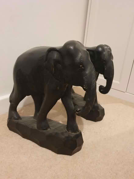 Photo of free 2x wooden carved elephants (Langford) #1