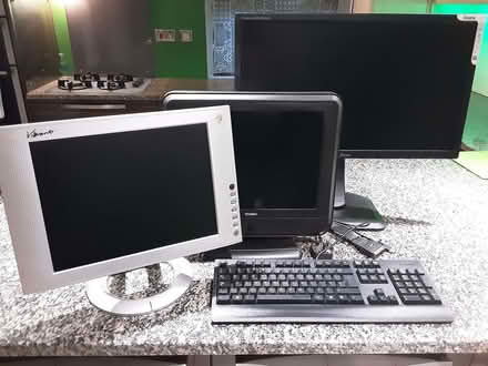 Photo of free Set of 3 Computer Screens/Monitors and Keyboard (Chapel Allerton LS7) #1