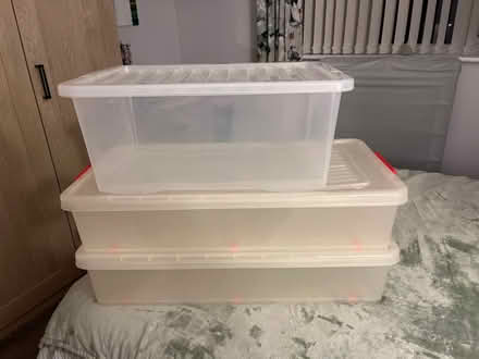 Photo of free 3 plastic storage boxes (Wokingham, RG41) #1