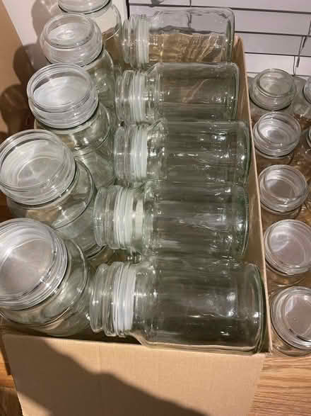 Photo of free Set of 62 glass storage jars (Mistley CO11) #1