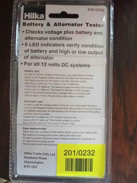 Photo of free Battery and alternator tester (NW6 Kilburn) #2