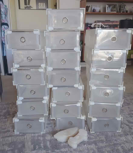 Photo of free 19 Clear Shoe Boxes Plastic Storage (Kilsyth) #1