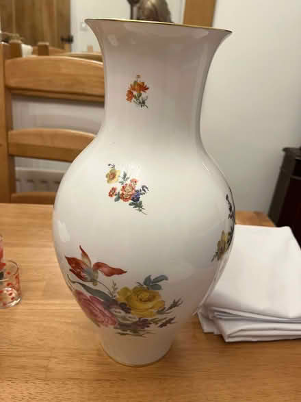 Photo of free Tall bone china vase with floral decoration (Amersham HP7) #1