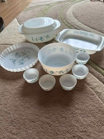 Photo of free Vintage 1970s Arcopal Veronica Milk Glass Dishes Myosotis (F (Warfield RG12) #1