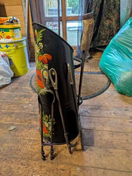 Photo of free Coal scuttle with a few fire tools (Torrisholme LA4) #1