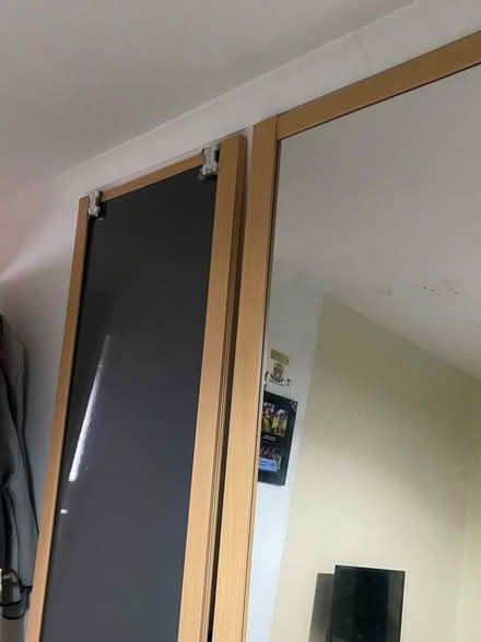 Photo of free Sliding mirrored wardrobe doors, with top and bottom track (Bagshot GU19) #1