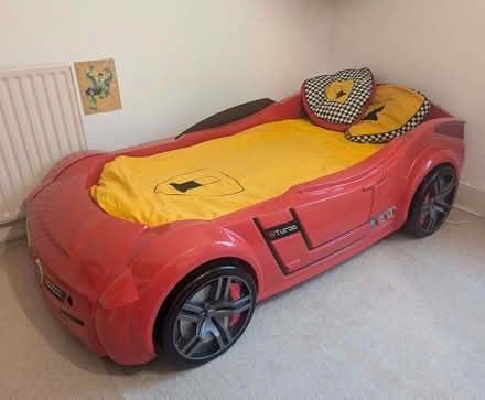 Photo of free Boys kids racing car bed + mattress + cover + pillows (Twickenham TW1) #1