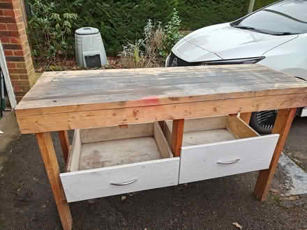 Photo of free Sturdy wooden work bench with storage drawers (Woking GU22) #1