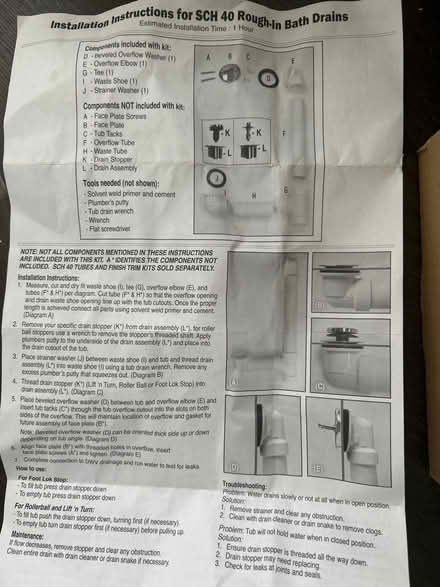 Photo of free Tub drain kit from Geberit (Walnut Creek) #3