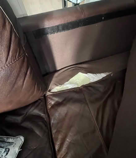 Photo of free Brown sofa faux leather (Ox3 headington oxford) #3
