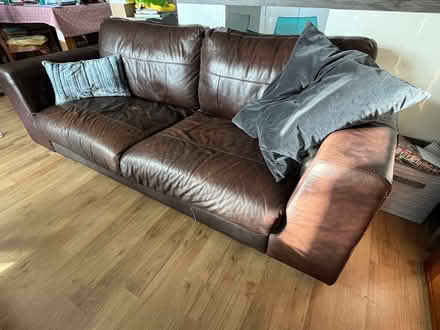 Photo of free Brown sofa faux leather (Ox3 headington oxford) #2