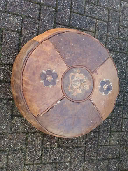 Photo of free Two African leather pouffes. (Orrell WN5) #3