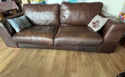 Photo of free Brown sofa faux leather (Ox3 headington oxford) #1