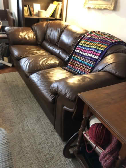 Photo of free comfy leather couch (Mimico) #2