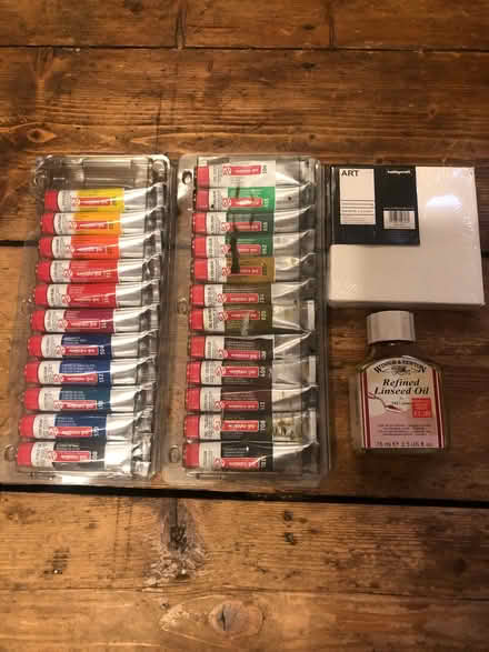 Photo of free Oil paints, linseed oil and mini canvas (Mousehold NR3) #1