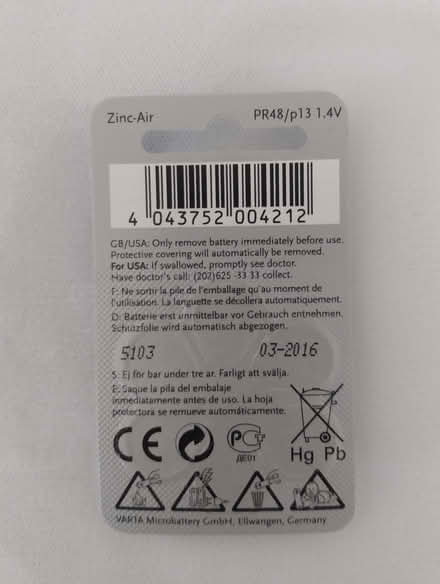 Photo of free Zinc Air Hearing Aid Batteries (Chestnut Hill, Newton) #2