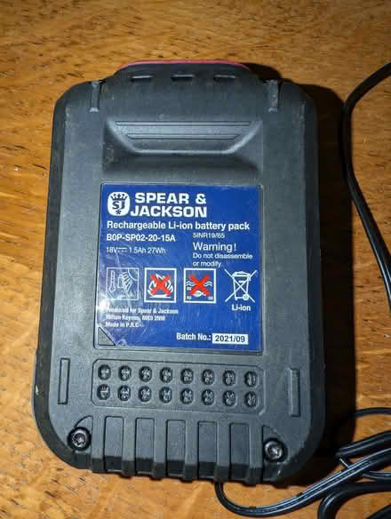 Photo of free Spear & Jackson Battery and original Charger (Barnard's Green WR14) #2