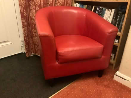 Photo of free Red leather bucket chair (Epsom KT19) #1
