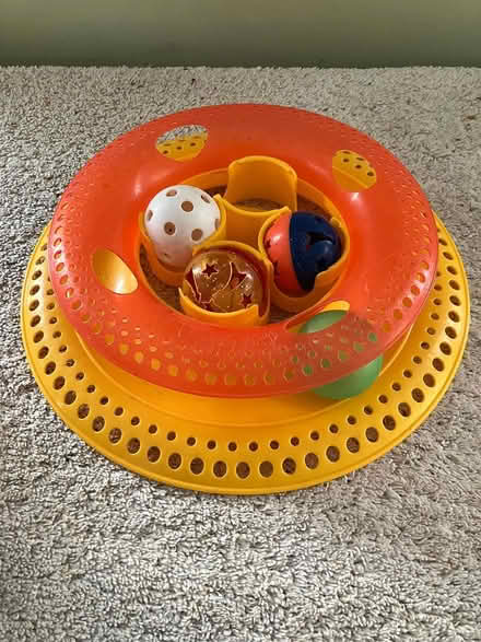 Photo of free Yellow/Orange Cat Track Ball Toy (Near Gary Ave & Schick Rd) #1