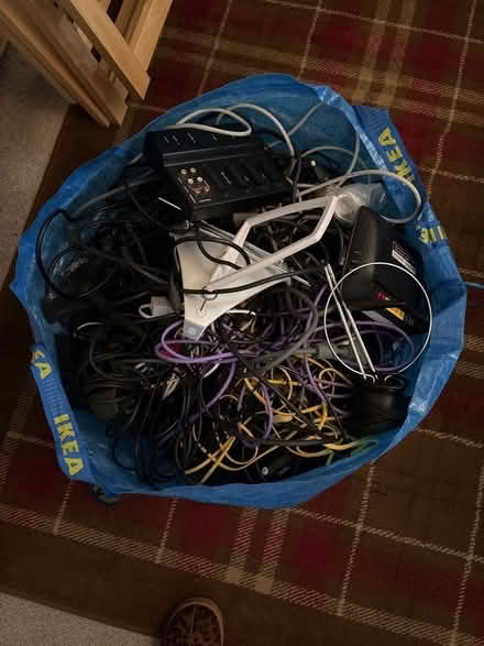 Photo of free Large bag of assorted leads/wires/tv ariels etc (Morecambe LA4) #1