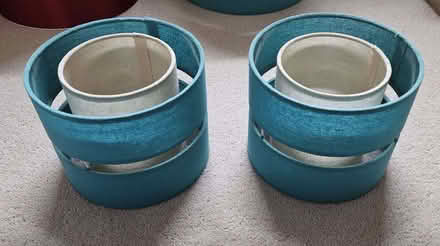 Photo of free Two small blue drum lampshade (Kennington OX1) #1