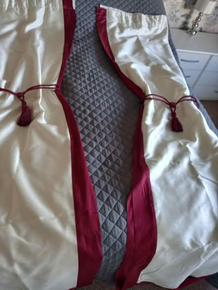 Photo of free Cream and Red Curtains (CT6) #1