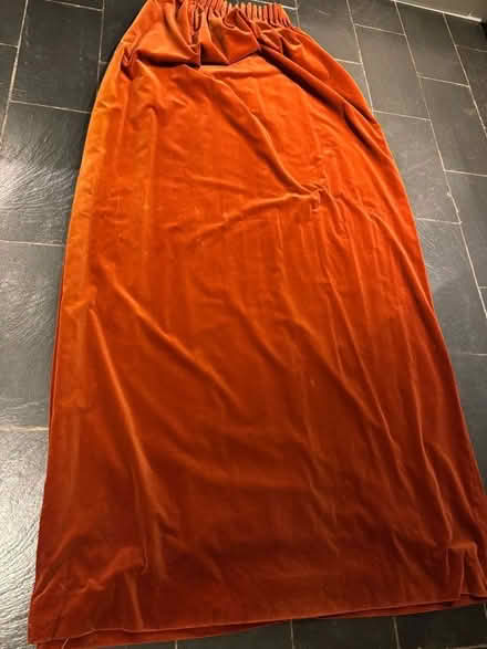 Photo of free Very large lined burnt orange velvet curtains (Hallatrow) #1