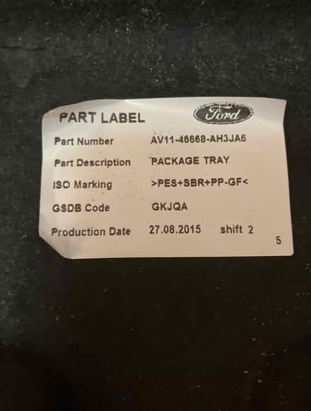 Photo of free Ford b max shelf (Bingley BD16) #2